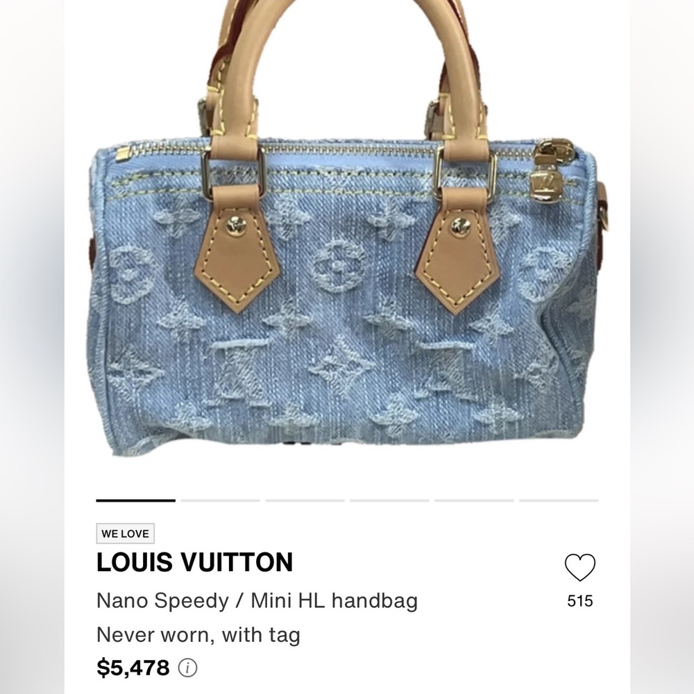Louis Vuitton *Like NEW *Limited Edition* Nano Mini Denim Speedy Bag with Strap - Picture 3 of 17